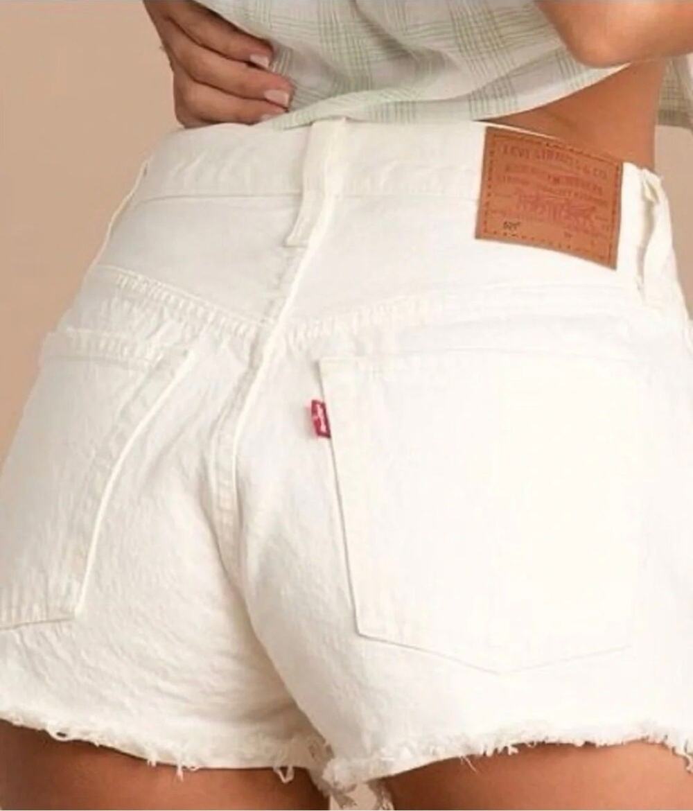 Levi’s 501 Original High Rise Denim Shorts White Size 26